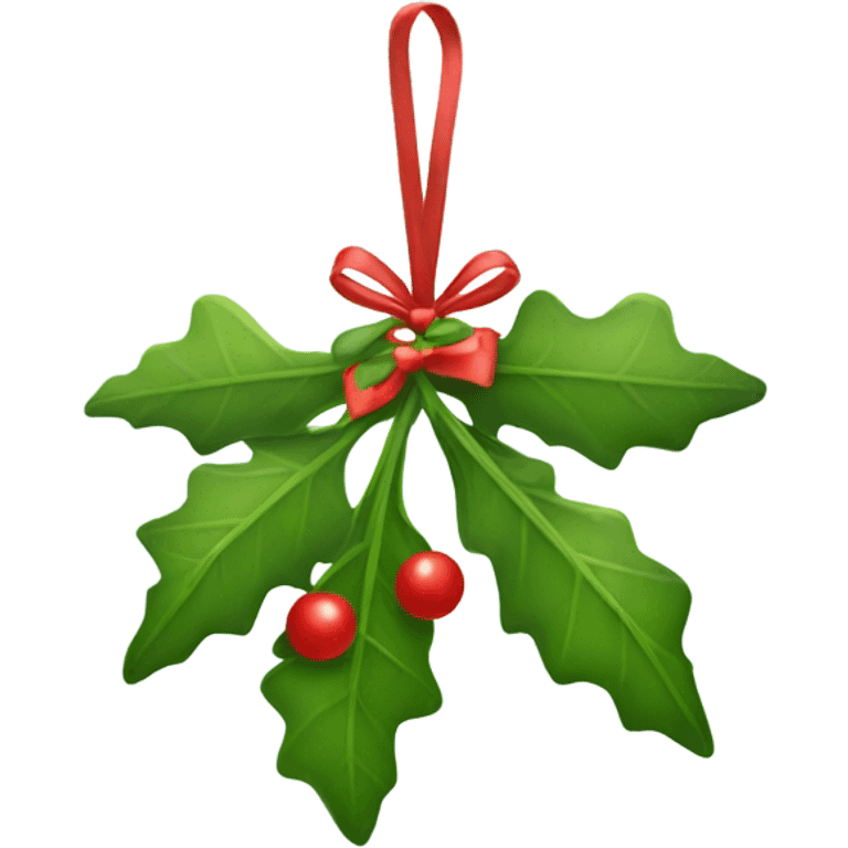 Mistletoe hanging with bow emoji