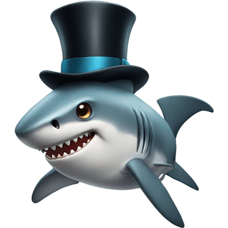 Shark with a top hat emoji