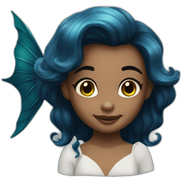 little-mermaid poisson noir girl emoji