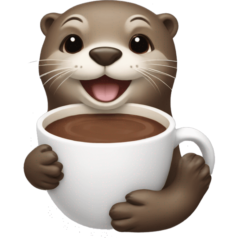 Otter with hot chocolate in paws emoji