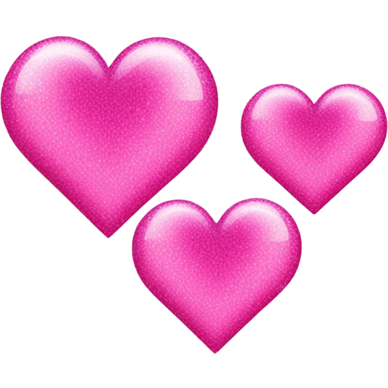 Three different colored sparkling pink hearts overlapping - one medium, one big , one small emoji