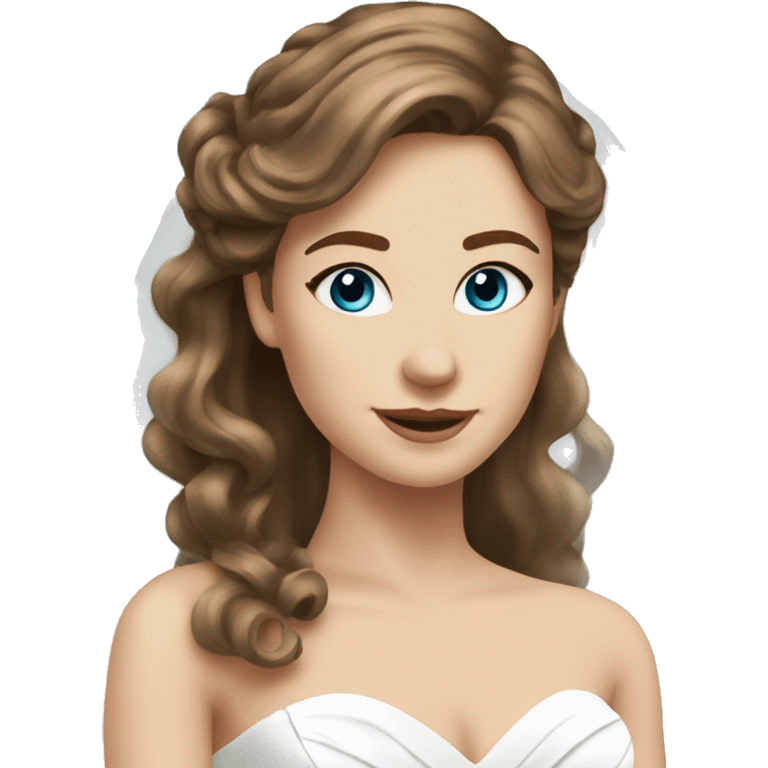 White woman white brown hair hairlights in wedding dress with blue emoji