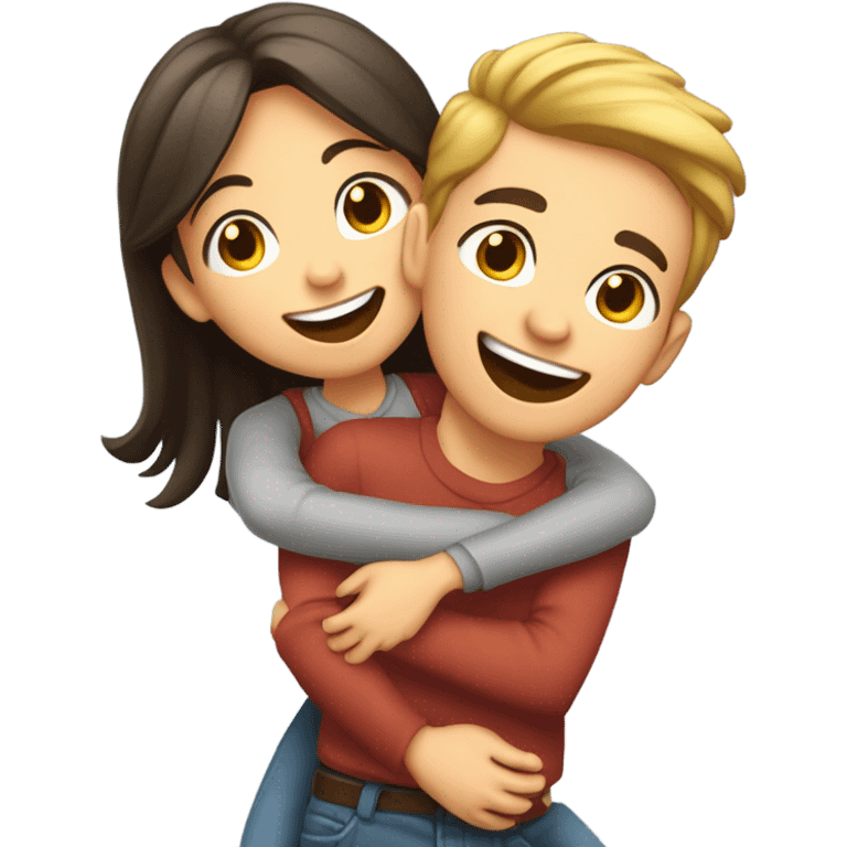 A girl piggybacking boy  emoji