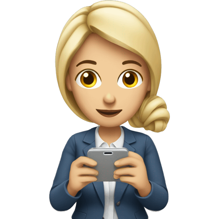 A European woman working from her smartphone  emoji