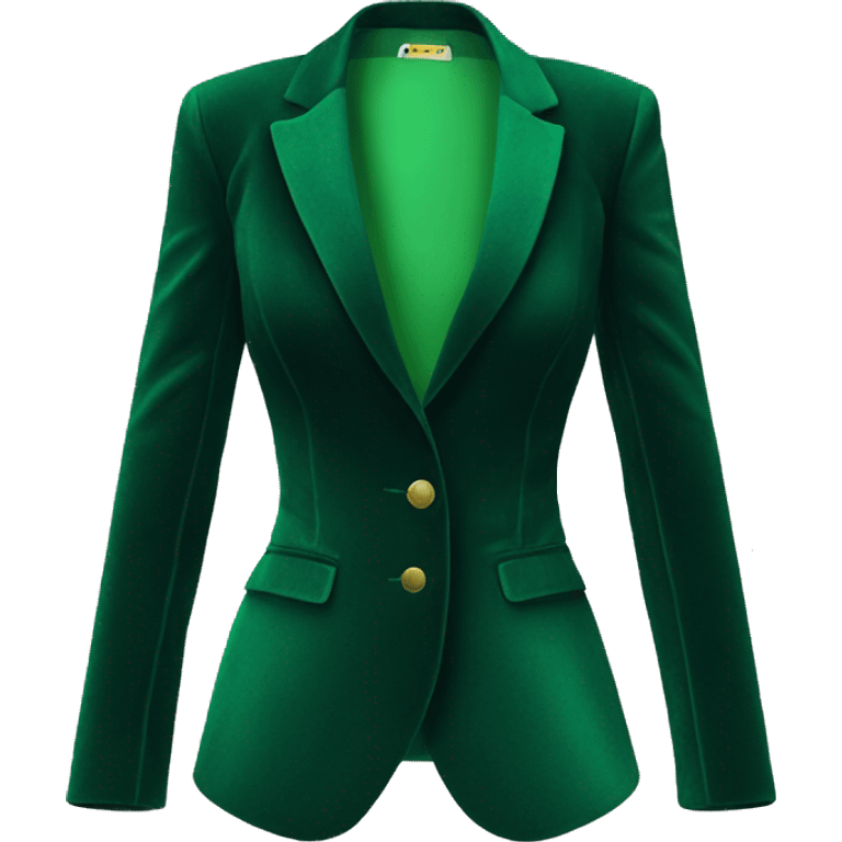 Realistic isolated side view of an open emerald green velvet feminine fashion blazer jacket. emoji