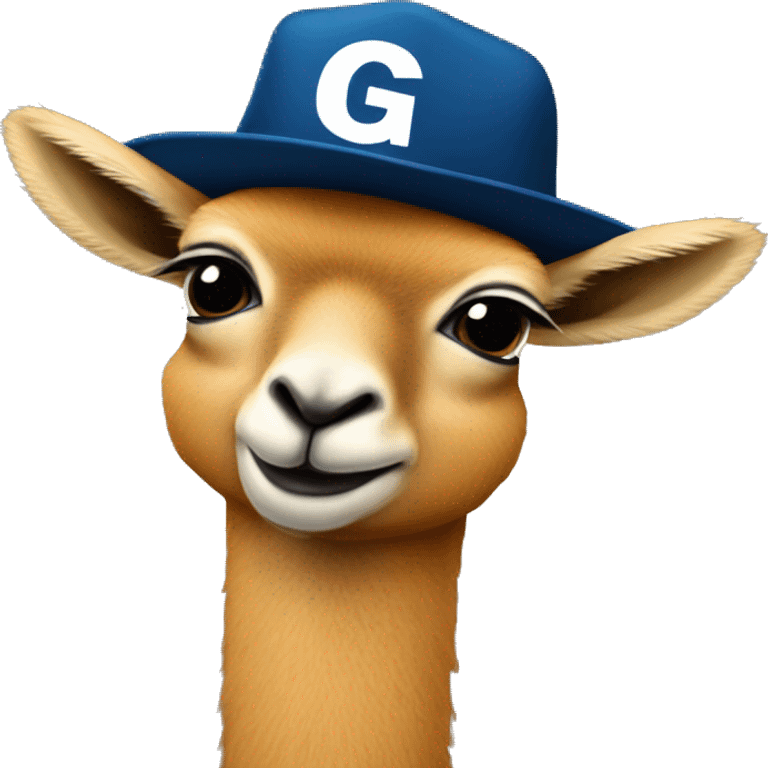 vicuna wearing cap with the letter G emoji