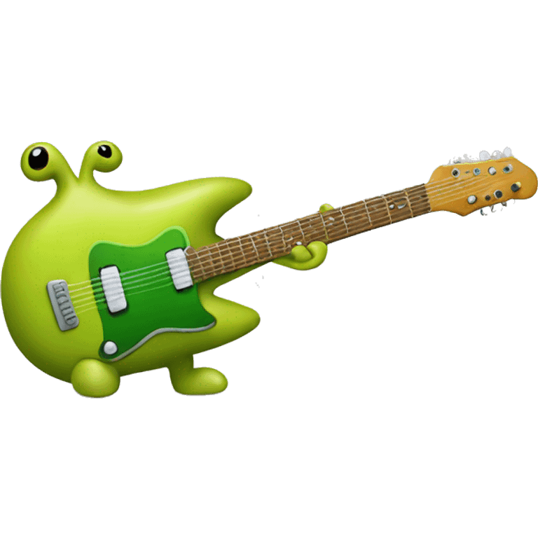 Happy slimy slug playing electric guitar emoji