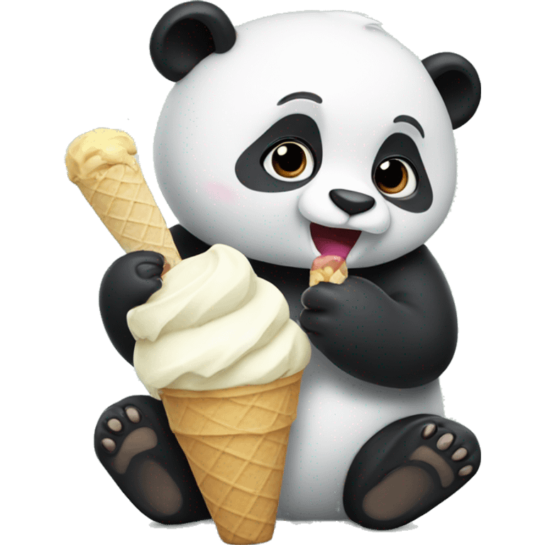 Panda eating ice cream emoji