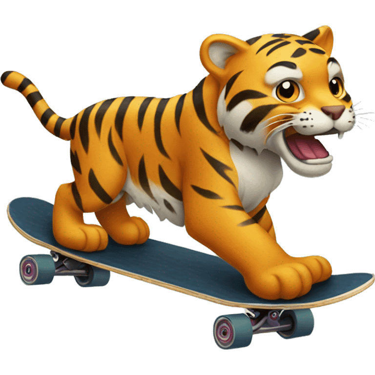 Tiger riding a skateboard emoji