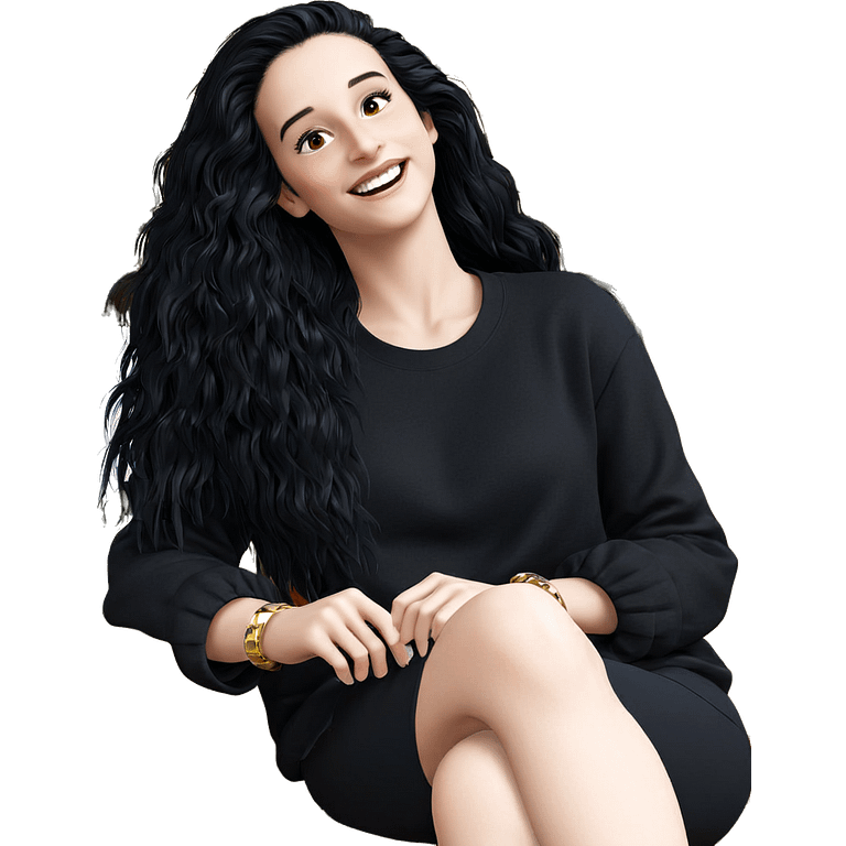 smiling girl with black hair emoji