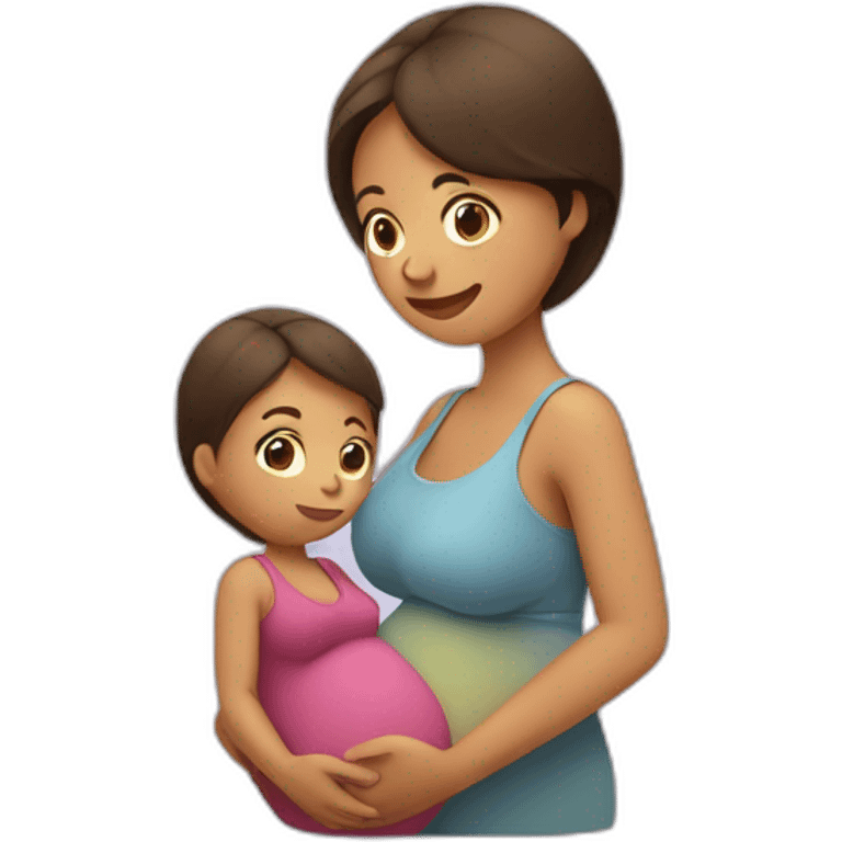 A pregnant woman with another child in the hand  emoji