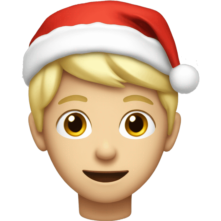 blonde boy with christmas hat emoji