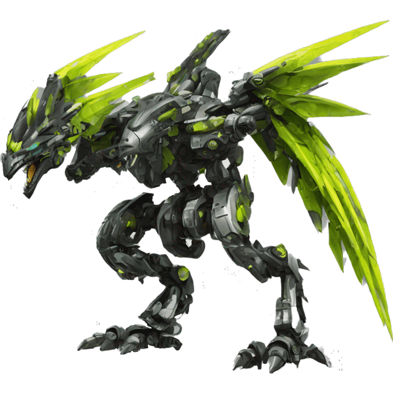 futuristic spiky raptor-dragon-Bionicle-mecha full body emoji