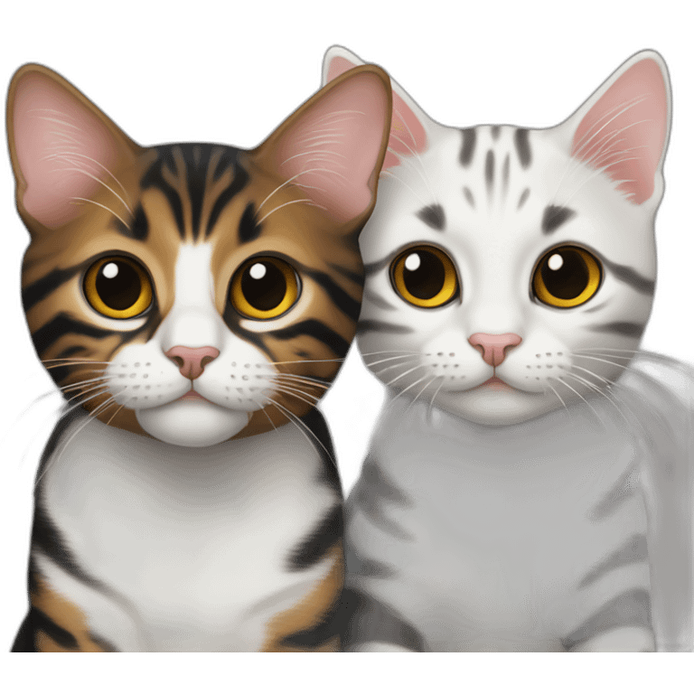 two-cats-bengal-and-cat-black-kitten-together emoji