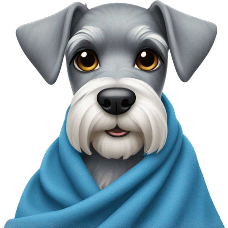 Mini schnauzer in blue blanket  emoji