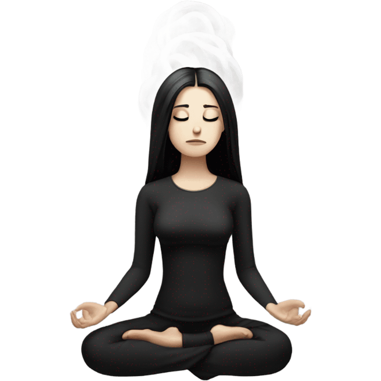 goth white girl and black hair meditating emoji