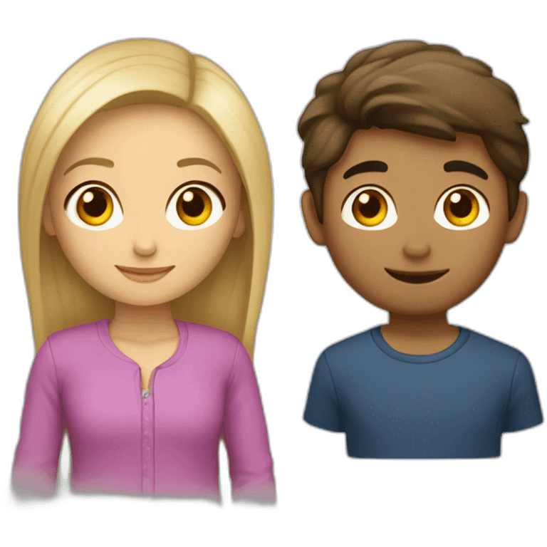 une fille brune et un garçon blond ensemble emoji