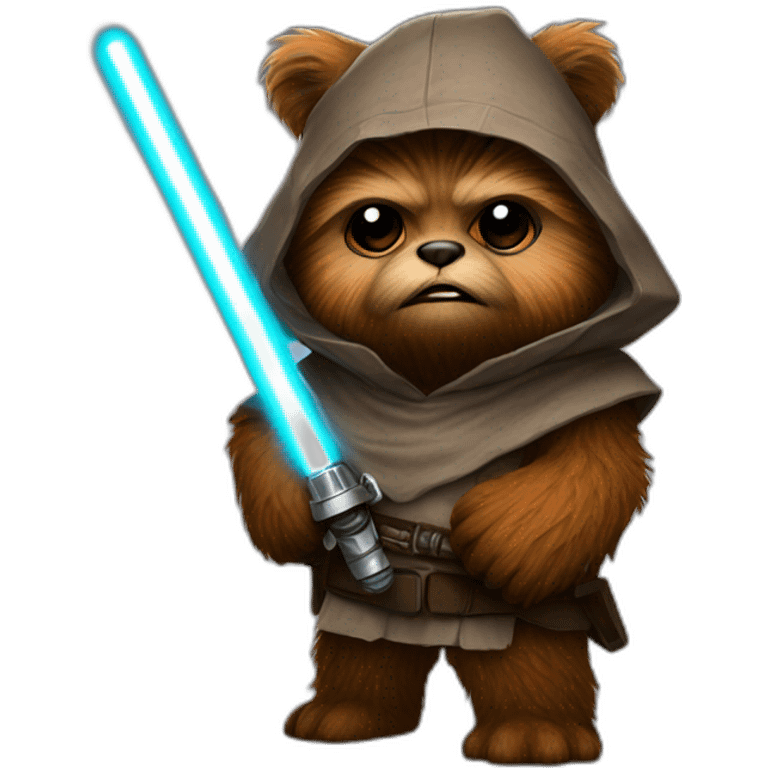 Ewok with lightsaber emoji