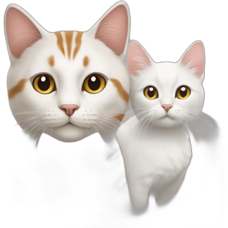 A tabby cat and a white cat emoji