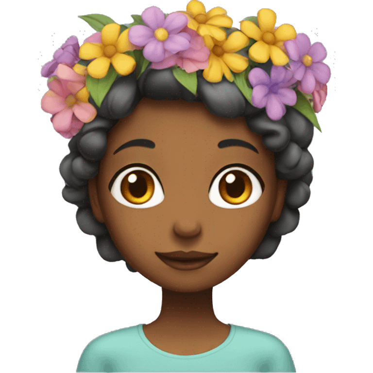 A girl with flowers on her head  emoji