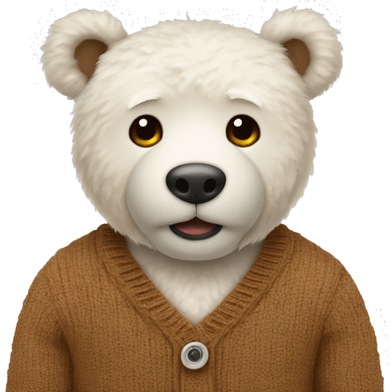 White teddy bear with brown sweater emoji