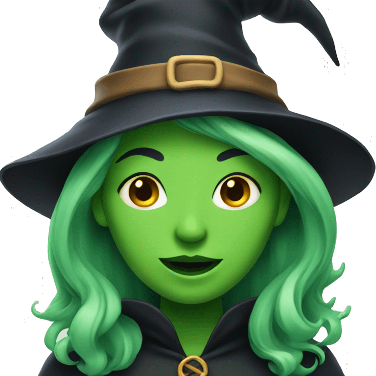 Green face female witch emoji