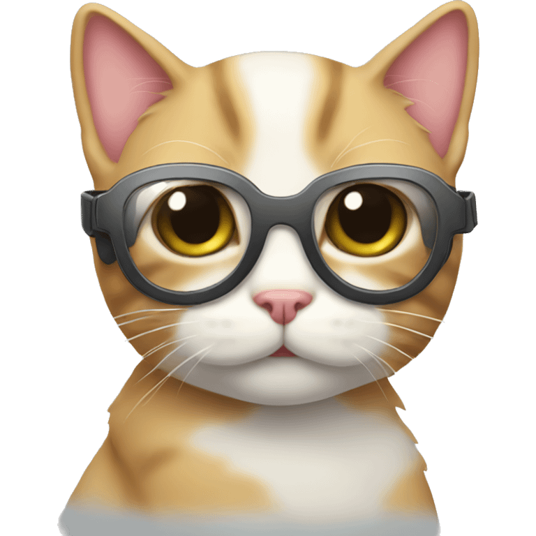 Cute cat with googles emoji