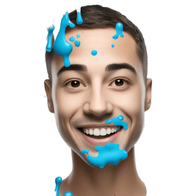 Glowing Cyan blue paint splash splatter drip emoji