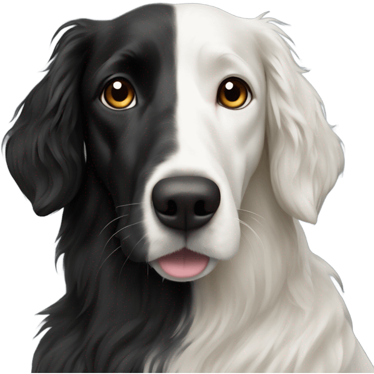 white borzoi dog and a black spaniel emoji