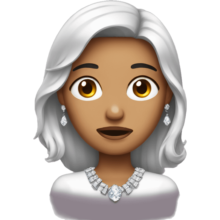 Crying woman wearing diamond earrings emoji