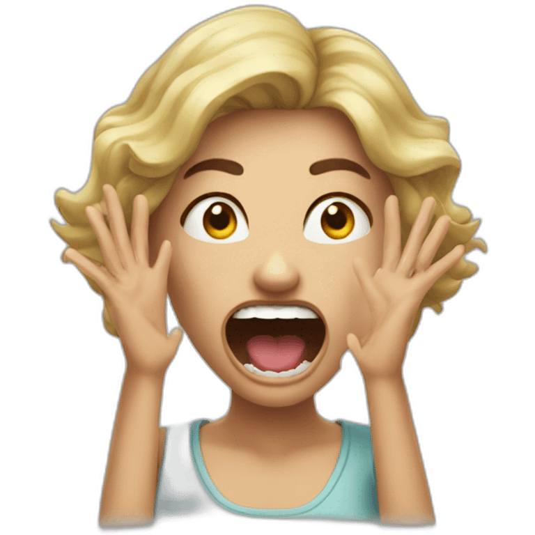 A woman acting like a monster with her hand and her face says grrr. Both hands are visible !  emoji