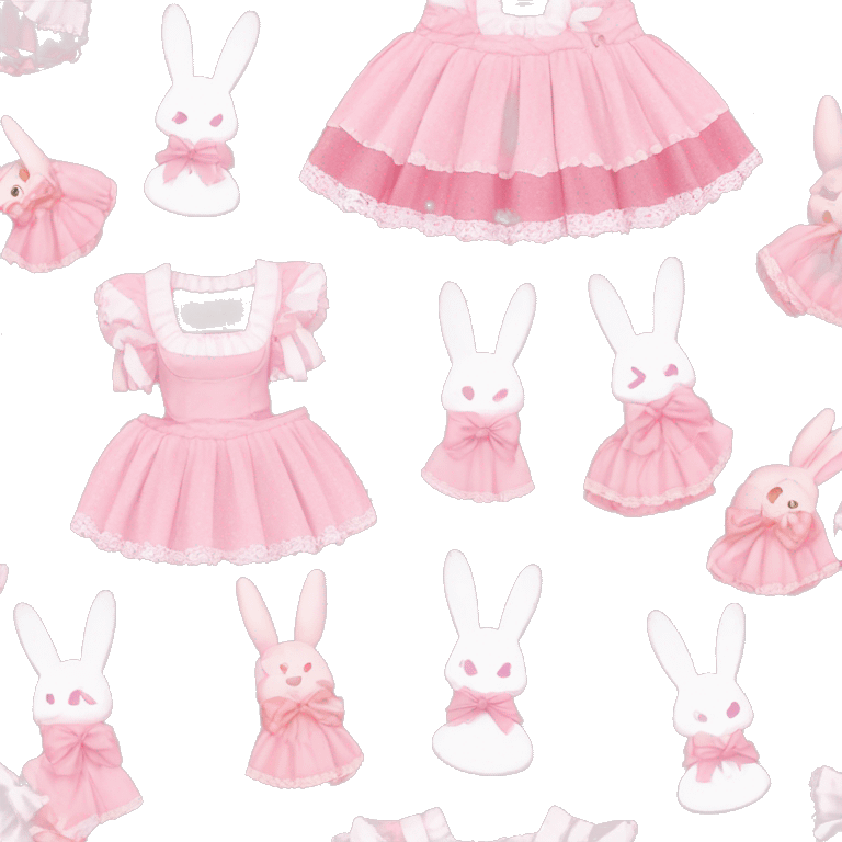 kawaii pink lolita skirt with lace, bunnies and bows emoji