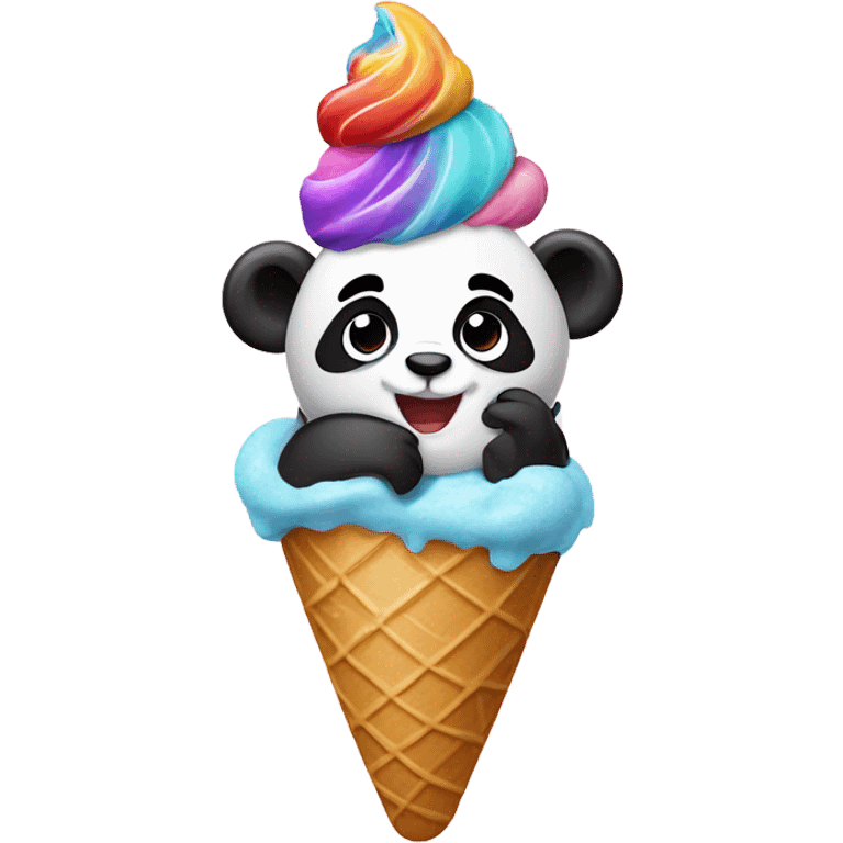 Panda eating ice creams  emoji