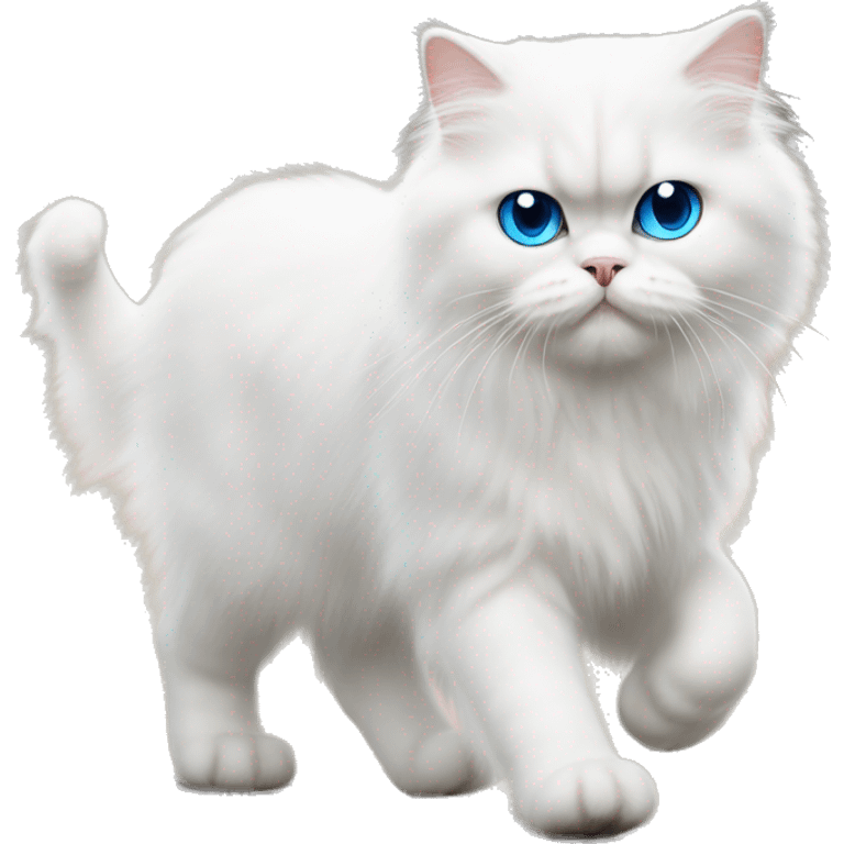 White persian cat whit blue eyes kitten walking  emoji