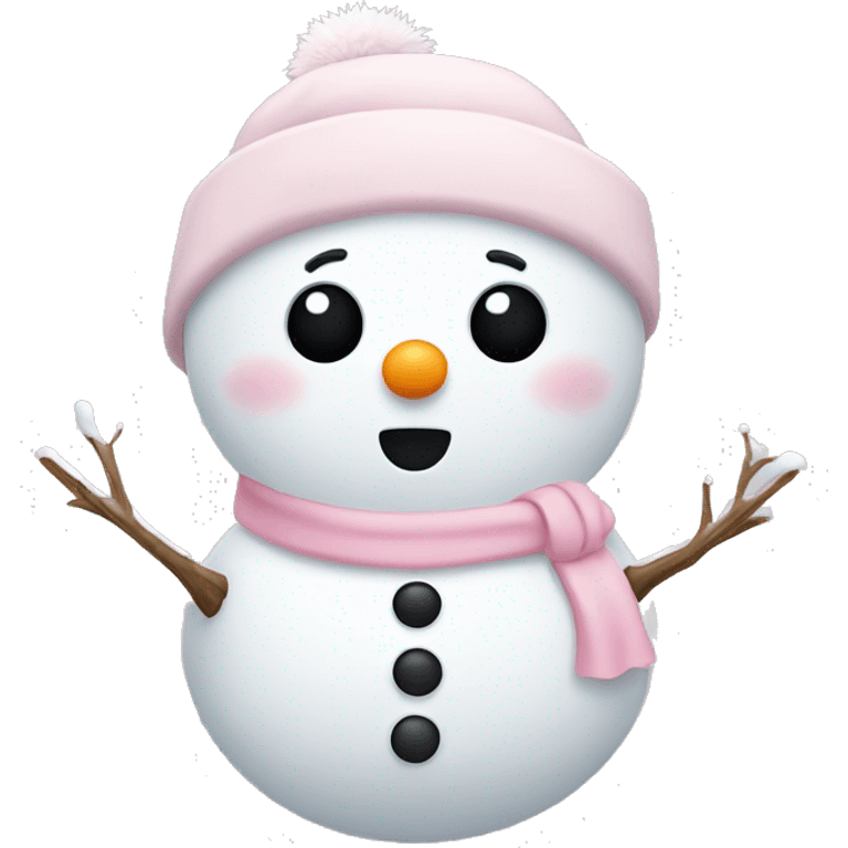 Cute white and light pink snowman emoji