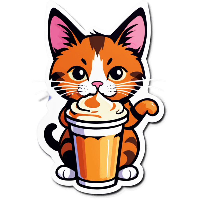 Cat drinking cream emoji