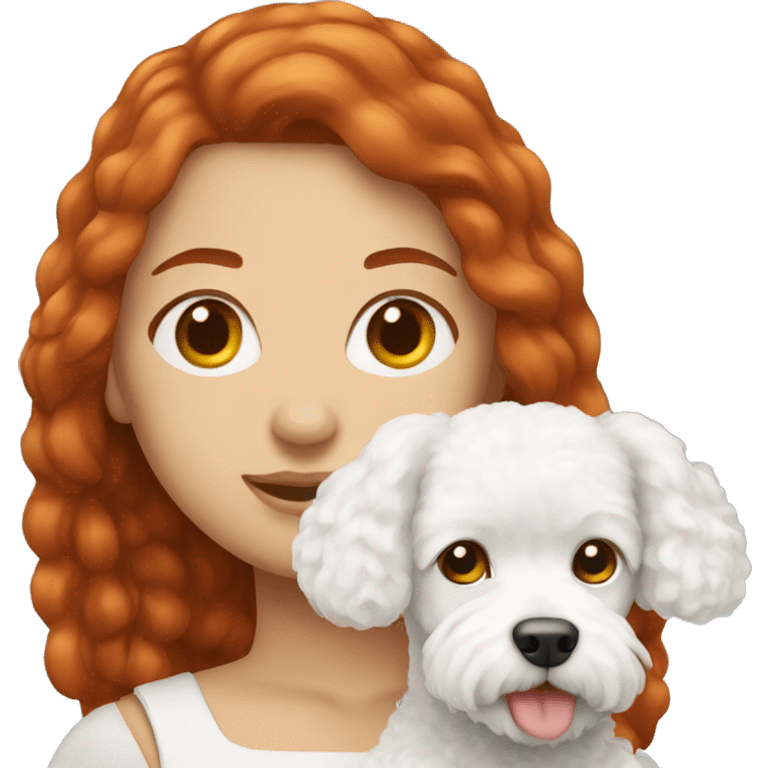 redhead girl with bichon frise emoji