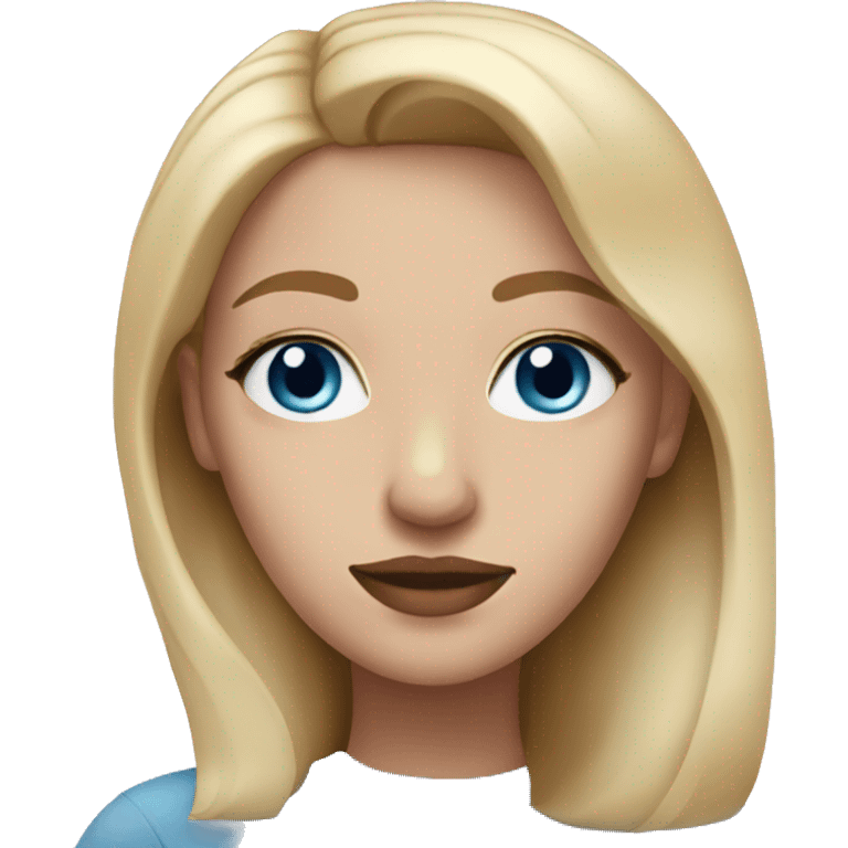 blonde woman with blue eyes middle part light pink lips emoji