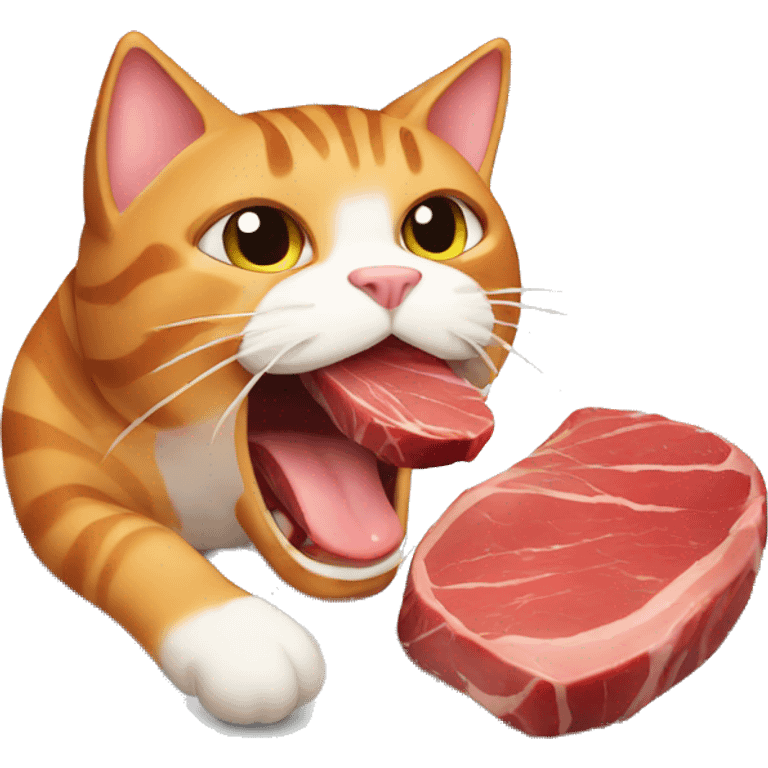 Cat eating steak emoji