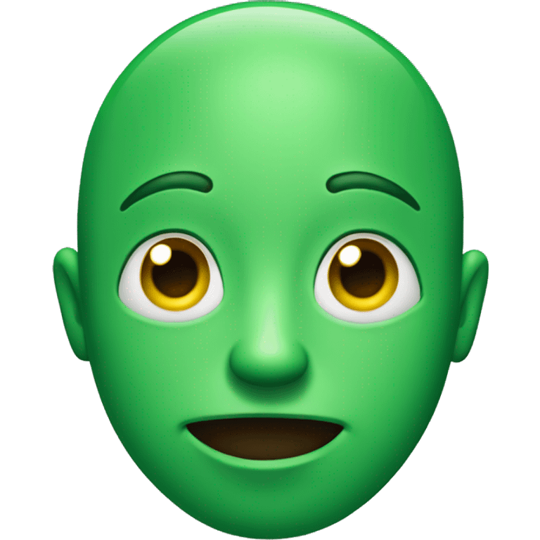 Green face with closed smile and beady eyes looking up and to the left emoji