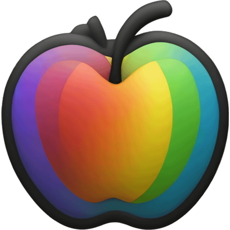 existing black apple logo with thin rainbow outline emoji