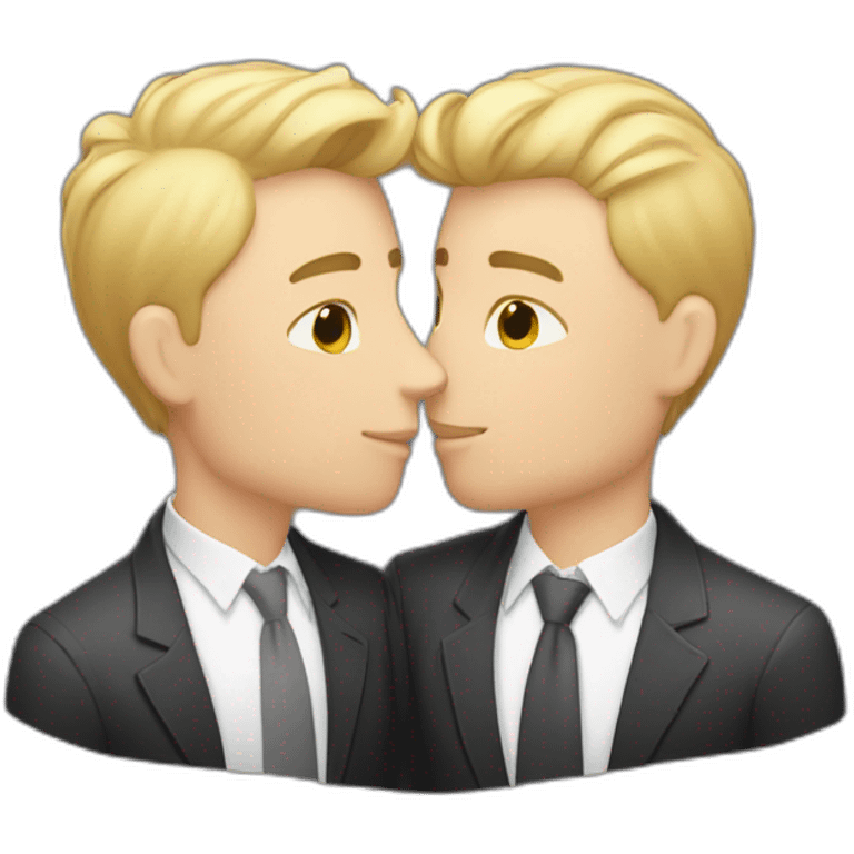 White Gay couple kissing medium hair emoji