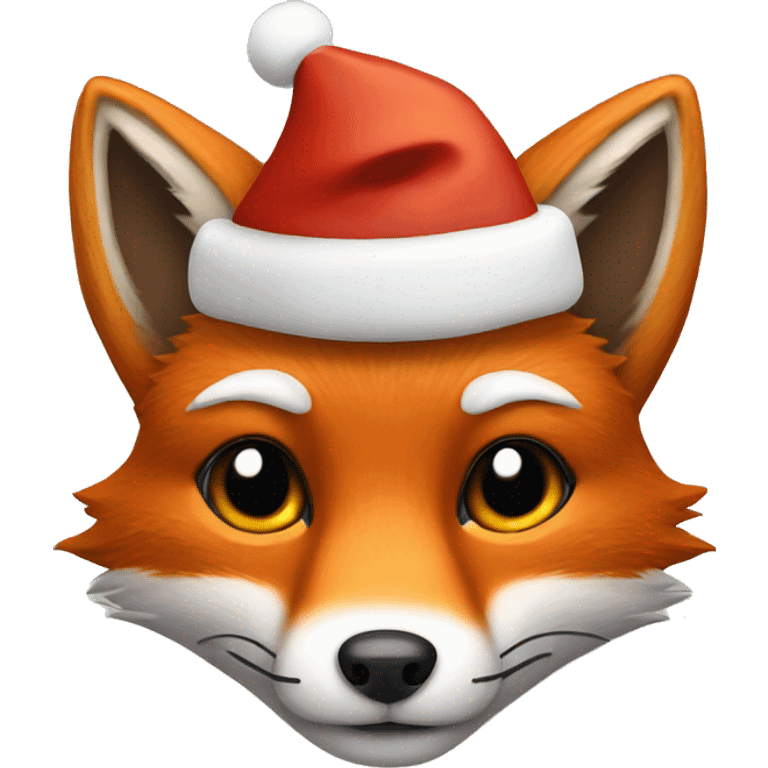 Fox wearing a Christmas hat emoji