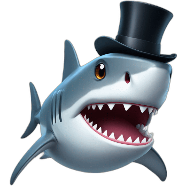 Shark with a top hat emoji