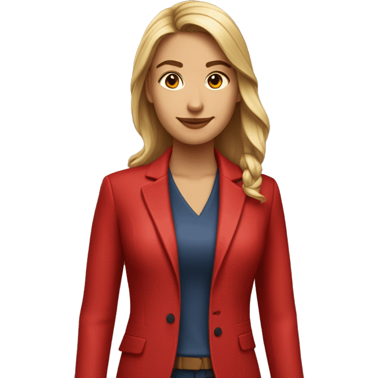 Una chica joven y empresaria con una chaqueta roja emoji