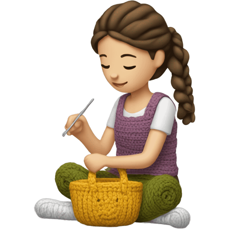 Girl crocheting emoji