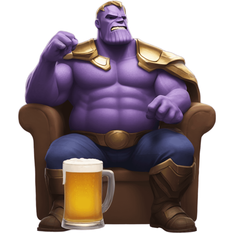 Overweight thanos drinking beer emoji