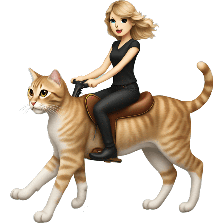 Taylor swift riding a cat emoji