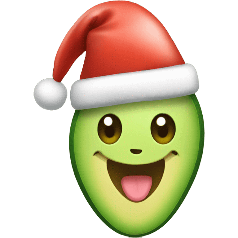 Happy avocado with santa hat emoji