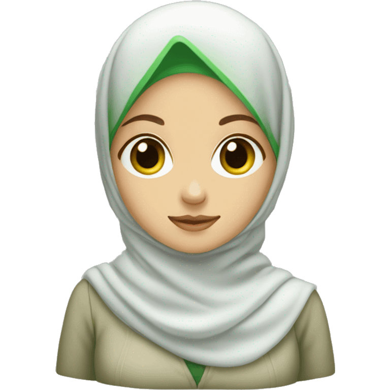 White Skinner Girl with hijab and green etes emoji